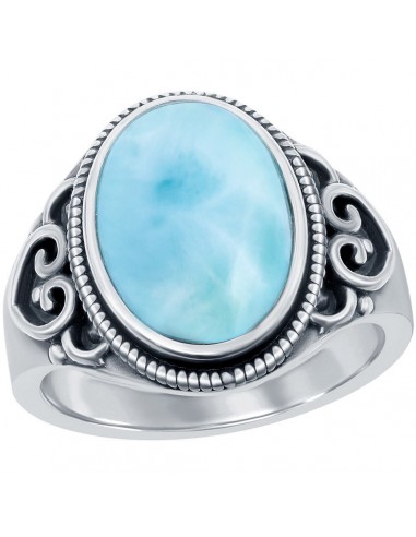 Caribbean Treasures Women's Larimar Oxidized Ring - W-2681 de technologie