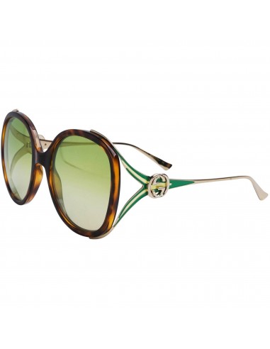 Gucci Women's Sunglasses - Havana Butterfly Full Rim Frame Green Lens | GG0226S 006 Faites des économies