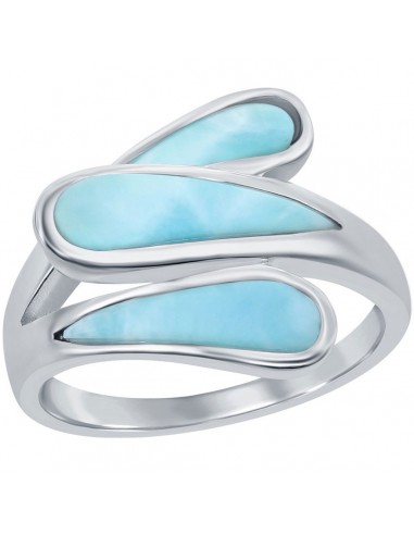 Caribbean Treasures Women's Triple Larimar Ring - W-2684 est présent 