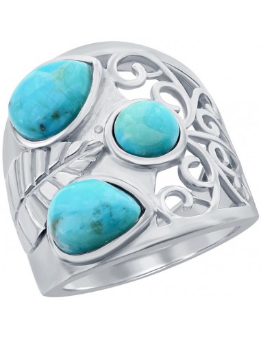 Classic Women's Turquoise Leaf Designed Ring - W-2734 meilleur choix