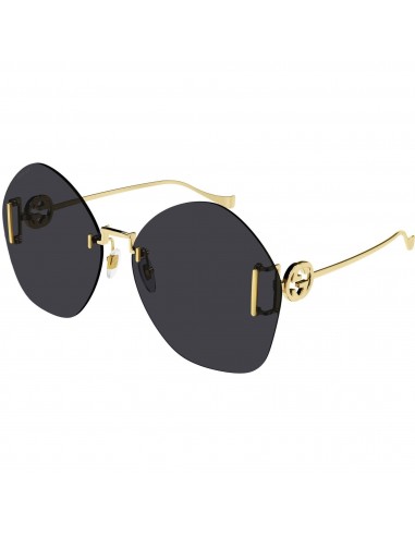 Gucci Women's Sunglasses - Gold Metal Butterfly Rimless Frame Grey Lens | GG1203S 002 rembourrage situé sous