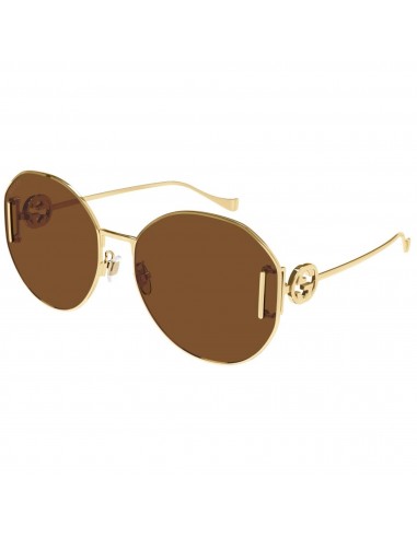 Gucci Women's Sunglasses - Gold Metal Oval Full Rim Frame Brown Lens | GG1206SA 003 Fin de série