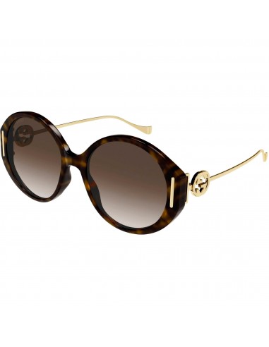 Gucci Women's Sunglasses - Havana Acetate/Metal Oval Frame Brown Lens | GG1202SK 003 de France