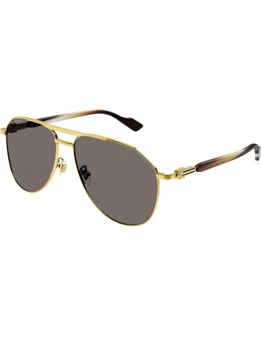 Gucci Men's Sunglasses - Gold Full Rim Metal Frame Brown Lens | GG1220S 002 offre 