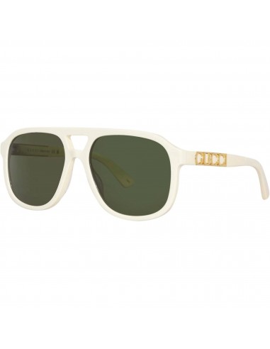 Gucci Unisex Sunglasses - Ivory Acetate Pilot Shape Frame Green Lens | GG1188S 005 la livraison gratuite