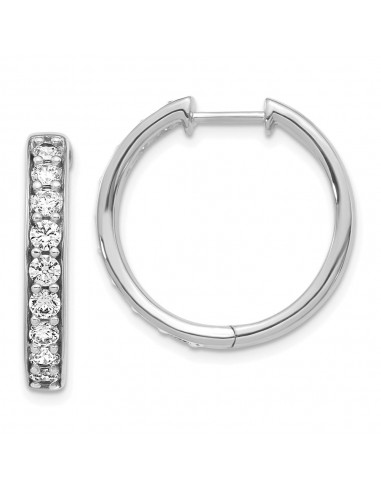 14k White Gold Diamond Hoop Earrings solde