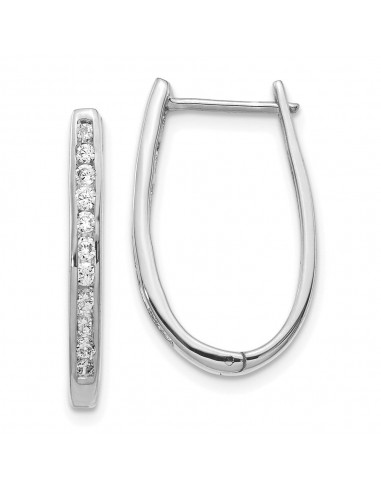 14k White Gold Diamond Oval Hoop Earrings store