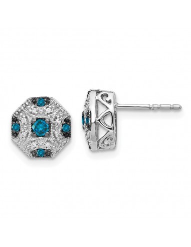 14k White Gold Fancy White & Blue Diamond Post Earrings 50% de réduction en Octobre 2024