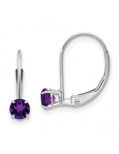 14k White Gold 4mm Amethyst/February Earrings store