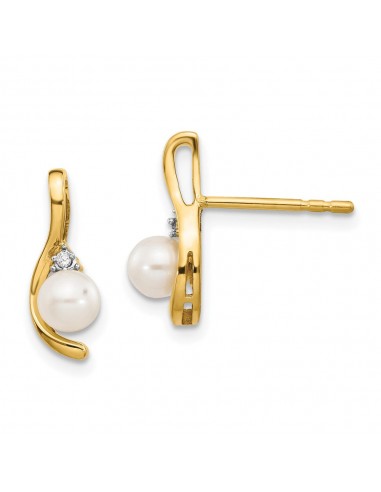 14K Diamond & FW Cultured Pearl Earrings prix