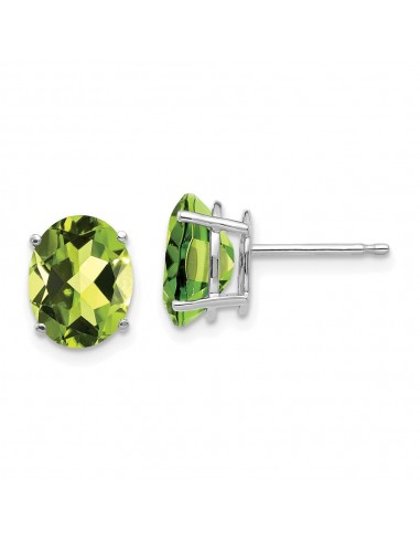 14k White Gold 9x7mm Oval Peridot Earrings sélection de produits