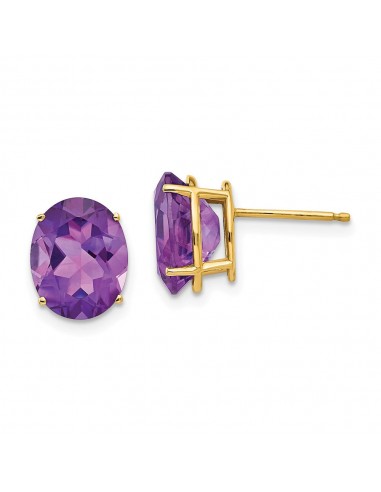 14k 10x8mm Oval Amethyst Earrings Fin de série