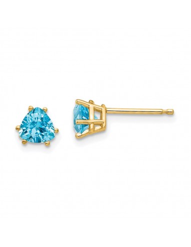 14k 5mm Trillion Blue Topaz Earrings en linge