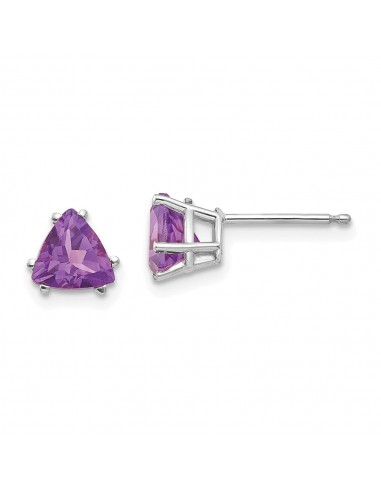 14k White Gold 6mm Trillion Amethyst Earrings shop