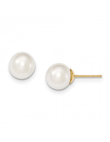 14k 10-11mm White Round Saltwater Cultured South Sea Pearl Post Earrings Par le système avancé 