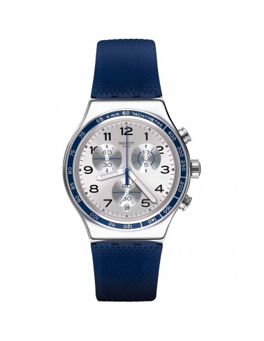 Swatch Men's Watch - Frescoazul Chronograph Matte Navy Blue Rubber Strap | YVS439 Par le système avancé 