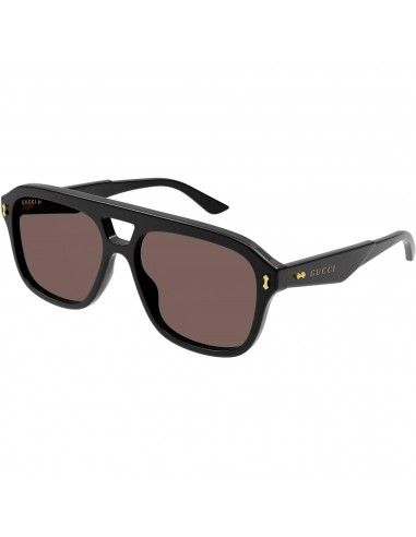 Gucci Men's Sunglasses - Black Acetate Pilot Full Rim Frame Brown Lens | GG1263S 002 Par le système avancé 