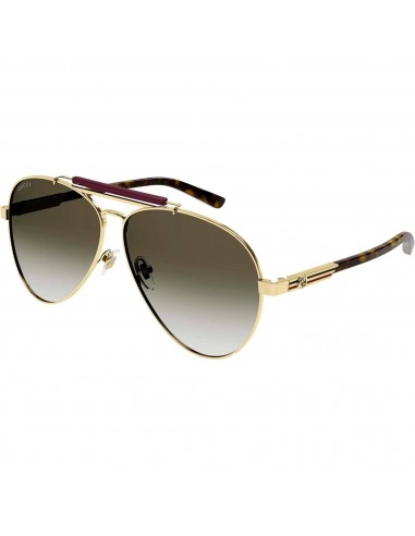 Gucci Men's Sunglasses - Gold Metal Aviator Frame Brown Gradient Lens | GG1287S 002 Véritable concentré