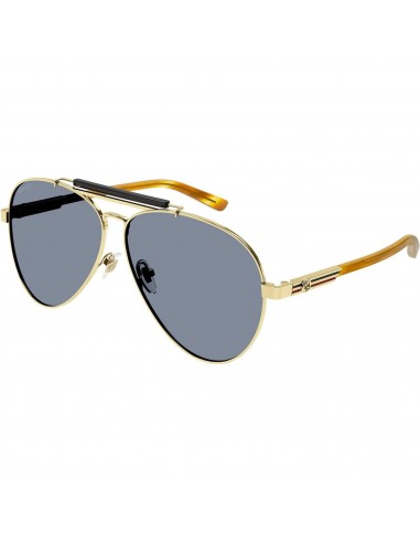 Gucci Men's Sunglasses - Gold Metal Aviator Full Rim Frame Grey Lens | GG1287S 004 les muscles