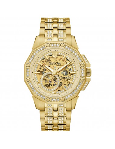 Bulova Men's Watch - Octava Automatic Crystal Gold Tone Dial Bracelet | 98A292 Voir les baskets