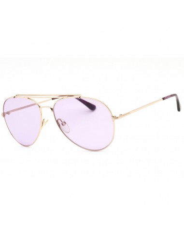 Tom Ford Unisex Sunglasses - Shiny Rose Gold Metal Pilot Shape Frame | FT0497 28Y brillant des détails fins