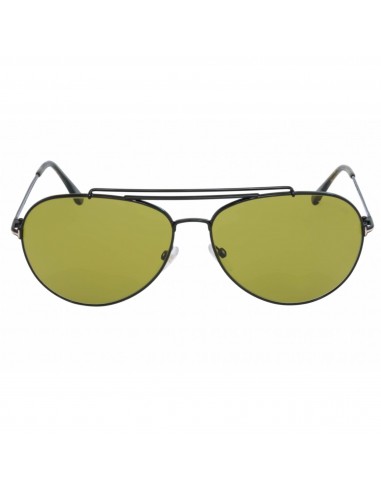 Tom Ford Unisex Sunglasses - Shiny Black Metal Pilot Frame Green Lens | FT0497 01N Les magasins à Paris et en Île-de-France