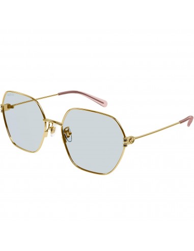 Gucci Women's Sunglasses - Gold Metal Hexagon Frame Light Blue Lens | GG1285SA 004 Fin de série