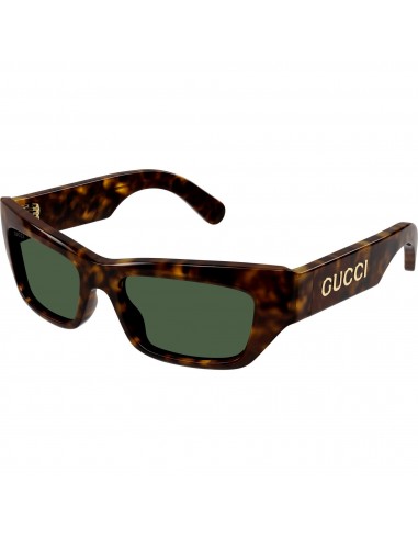 Gucci Men's Sunglasses - Havana Acetate Cat Eye Shape Frame Green Lens | GG1296S 004 Véritable concentré