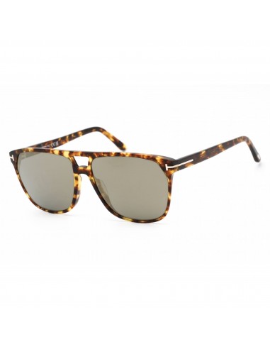 Tom Ford Men's Sunglasses - Shiny Vintage Havana Plastic Pilot Frame | FT0679 56C Livraison rapide