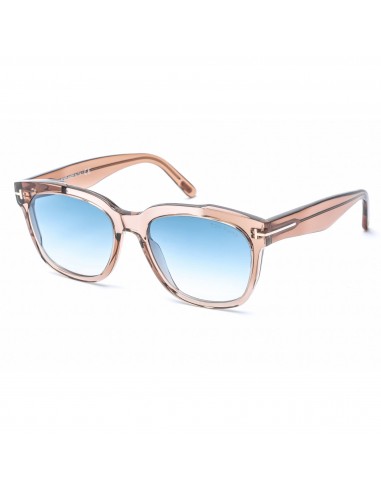 Tom Ford Unisex Sunglasses - Shiny Light Brown Frame Mirrored Green Lens | FT0714 45Q destockage