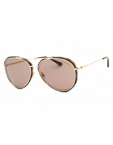 Tom Ford Unisex Sunglasses - Dark Havana Metal Pilot Frame Roviex Lens | FT0749 52J meilleur choix