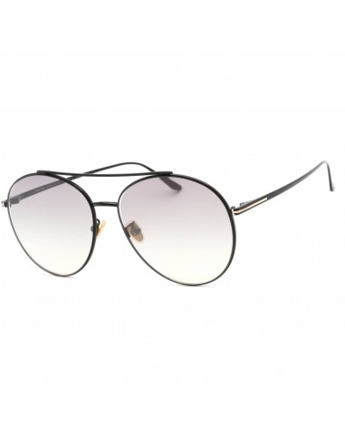 Tom Ford Women's Sunglasses - Shiny Black Metal Pilot Shape Frame | FT0757-D 01C les ctes