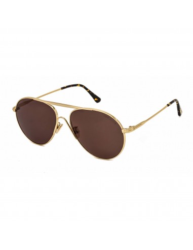 Tom Ford Men's Sunglasses - Shiny Deep Gold Pilot Frame Brown Lens | FT0773-D 30E Fin de série