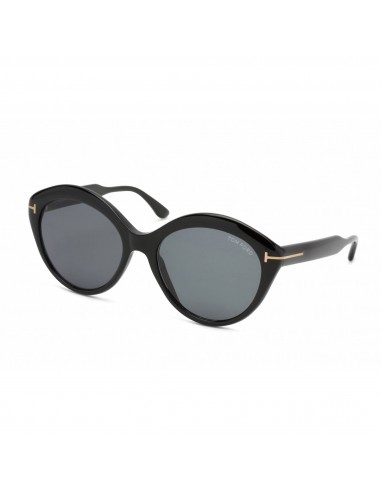 Tom Ford Women's Sunglasses - Shiny Black Plastic Oval Frame Smoke Lens | FT0763 01A de France