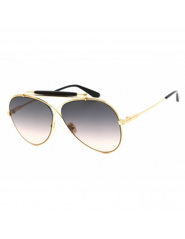 Tom Ford Unisex Sunglasses - Shiny Deep Gold Metal Pilot Shape Frame | FT0818 30B pas cher