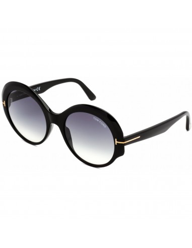 Tom Ford Unisex Sunglasses - Shiny Black Plastic Oval Full Rim Frame | FT0873 01B le des métaux précieux