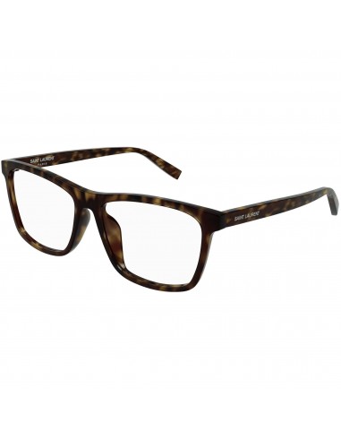 Saint Laurent Men's Eyeglasses - Havana Rectangular Shape Frame Demo Lens | SL505F 002 votre