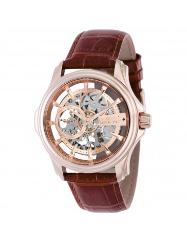 Invicta Men's Watch - Vintage Mechanical Skeleton Dial Brown Leather Strap | 37950 Jusqu'à 80% De Réduction