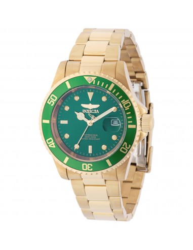 Invicta Men's Watch - Pro Diver Green Dial Yellow Gold Steel Bracelet Quartz | 43543 les ctes